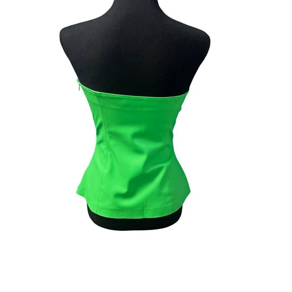 Susana Monaco Pleather Strapless Neon Grenn Top Baddie FLIRTY Rave BRIGHT SUMMER - Picture 6 of 10